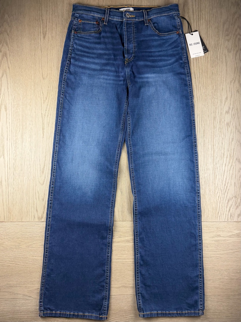 RE/DONE 90s High Rise Loose Jeans Size 29 Deep Faded Blue NWT